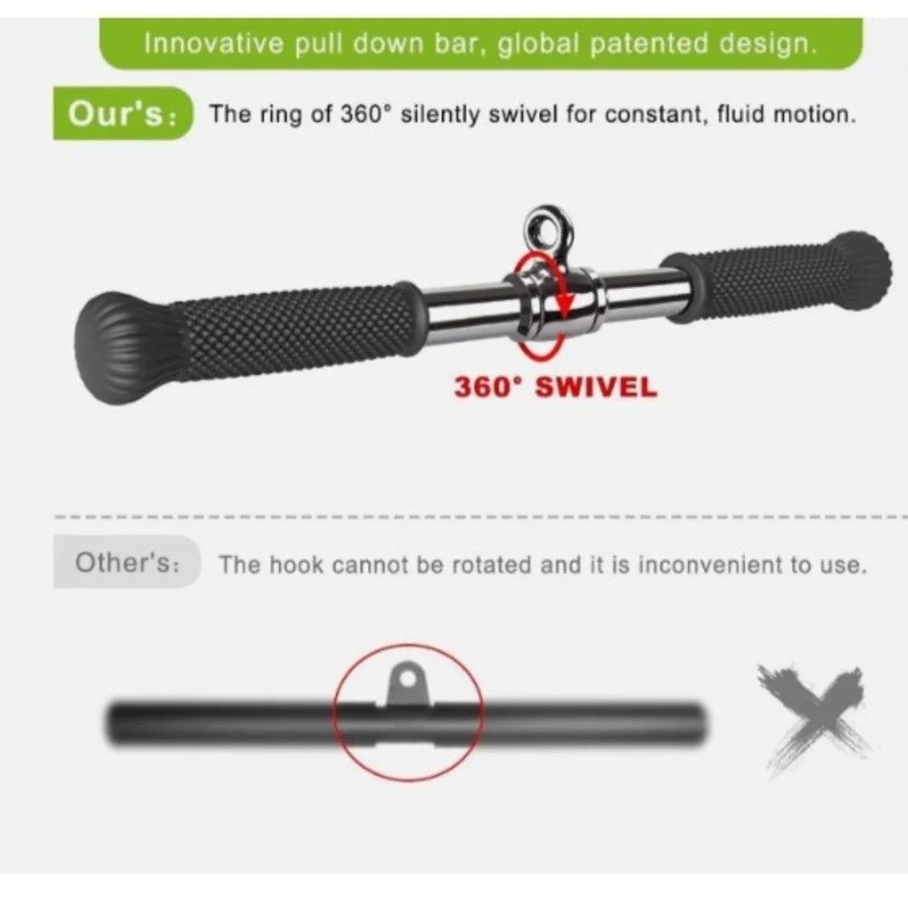 Rotating Straight Bar Cable Machines Attachments for Gym, Pull Down Bar Press...